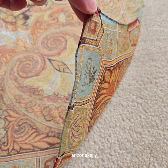 NWOT ETRO 100% Silk Square Scarf Crepe Fall Colors Earth Tones Italy Milan - Picture 12 of 16